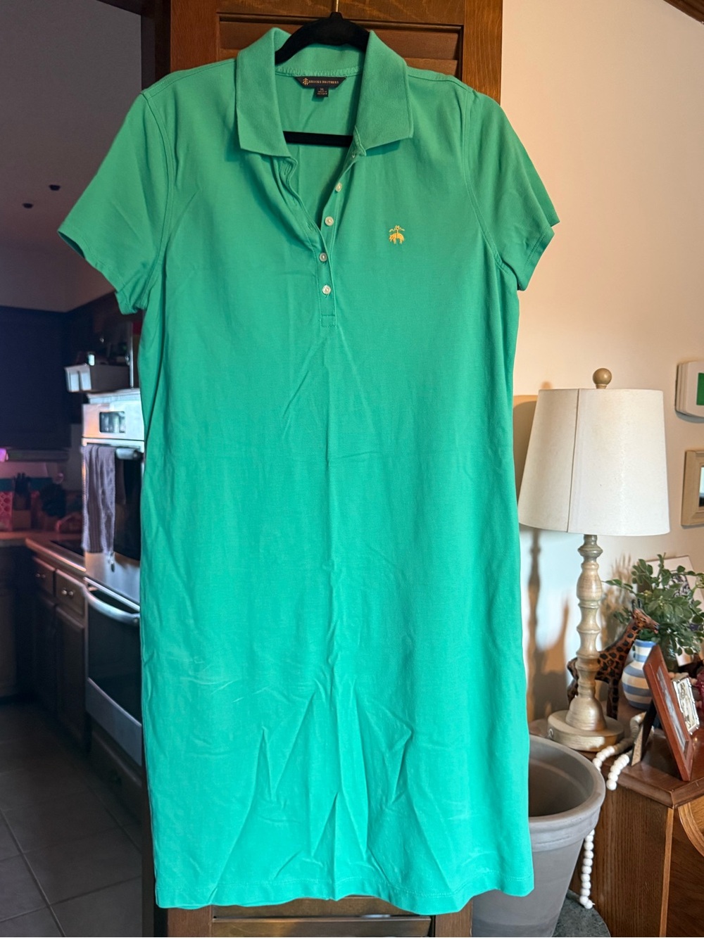 Brooks Brothers XL green pique cotton polo dress FLAWED